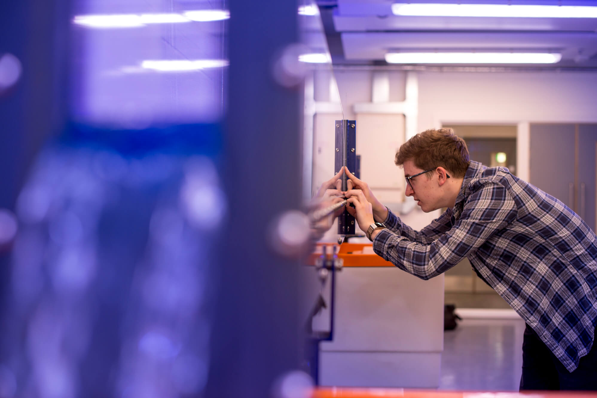 A person using equipment at the STEM centre