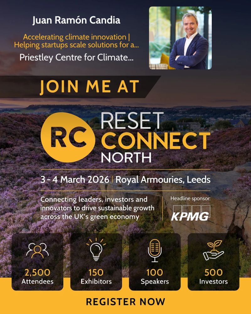 Reset Connect promotional image alongside Juan Ramon Candia (Leeds regional hub manager)