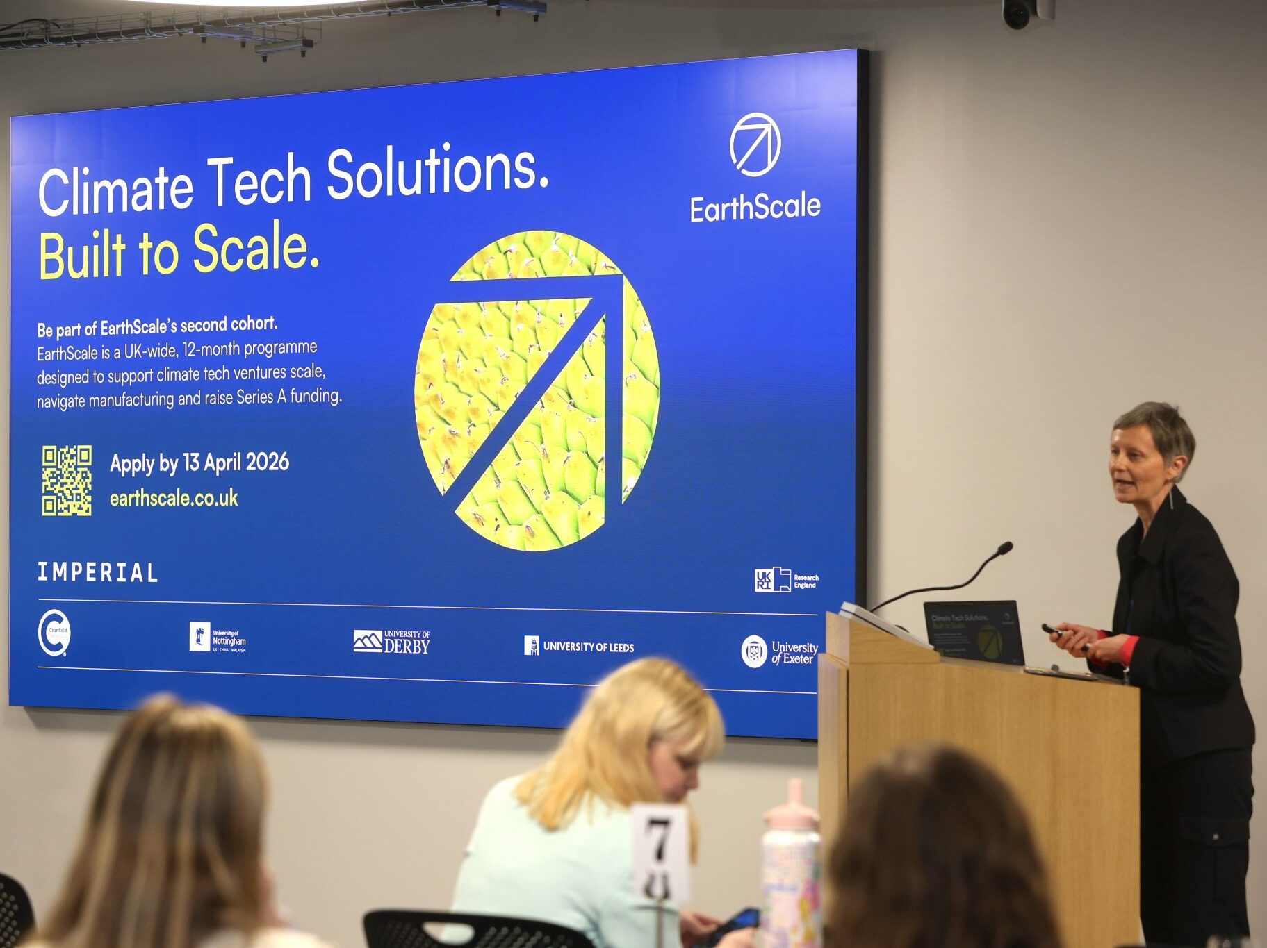 Cranfield Hub Manager, Karen Parks, presenting EarthScale